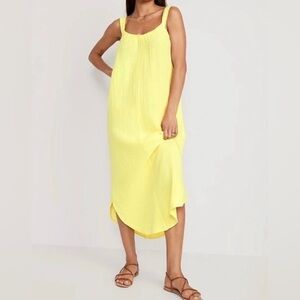 Old Navy Yellow Cotton Gauze Midi Dress
